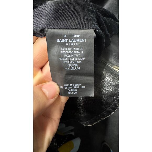 Saint Laurent Distressed Black Leather Jacket - Size 38/M - Picture 6 of 6